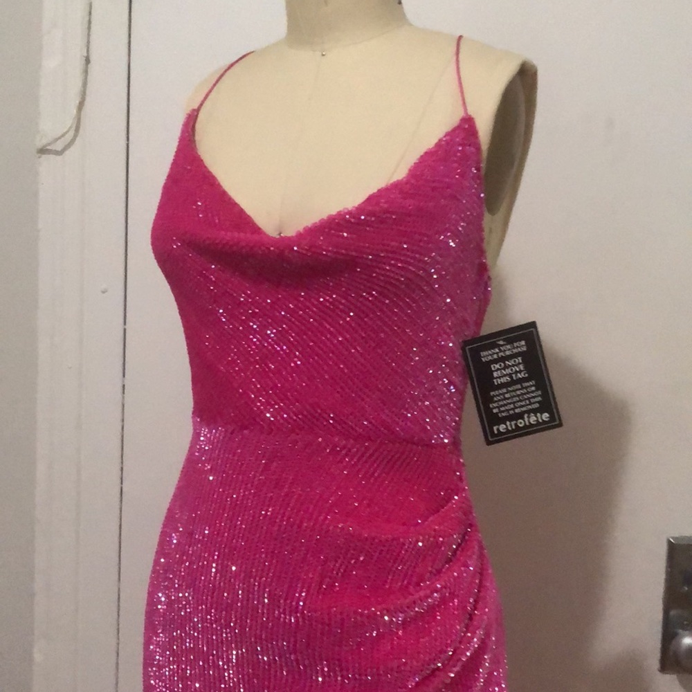 NWT Retrofete Katya Sequin Dress in Hot Pink